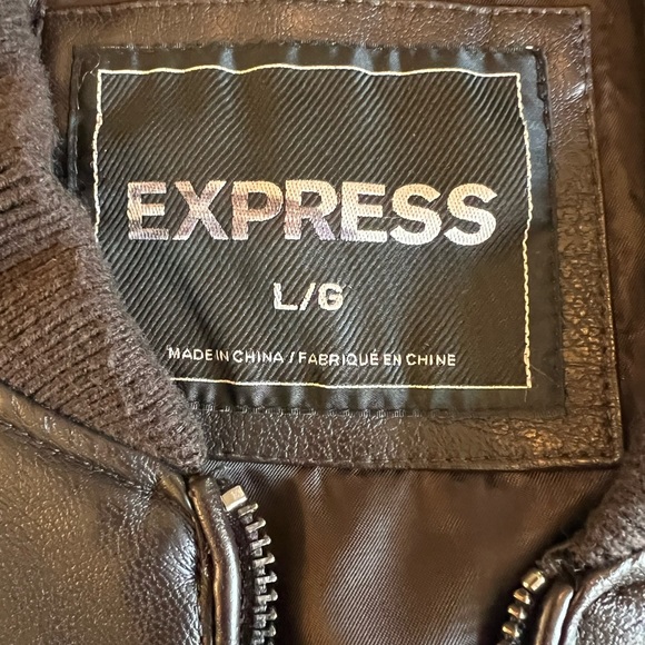 Express for Men Leather Bomber Jacket - Picture 4 of 6